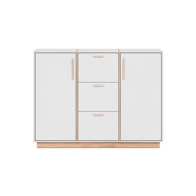 Buffet 2 portes et 3 Tiroirs décor Blanc et Bois L125 cm - SPLIT CALICOSY
