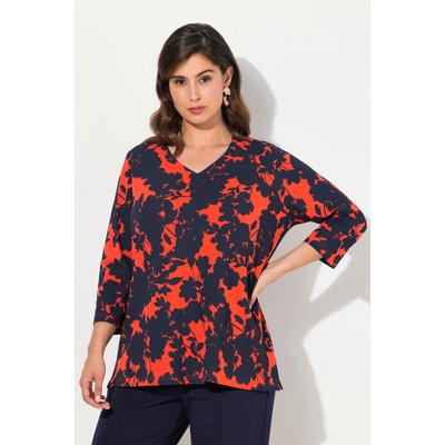 T-shirt à fleurs, décolleté en V, manches 3/4 ULLA POPKEN