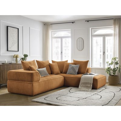 Canapé d'angle fixe 4 places en tissu lisse, WHESLEY BOBOCHIC