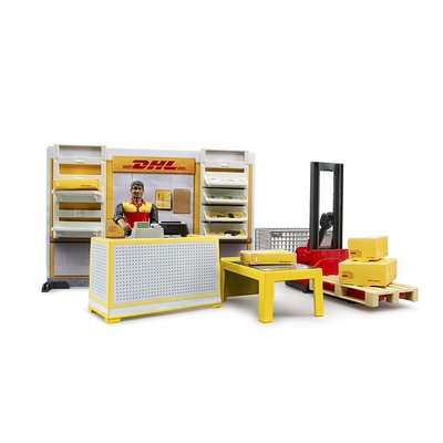 Boutique de dépôt DHL Bworld avec tire palette et colis BRUDER