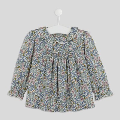 Blouse col volant manches longues imprimée en coton BIO, certifié Oeko-Tex BOUT'CHOU