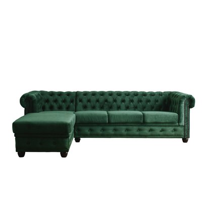 Canapé d'Angle gauche en Velours 4 places - WILLIAM LISA DESIGN
