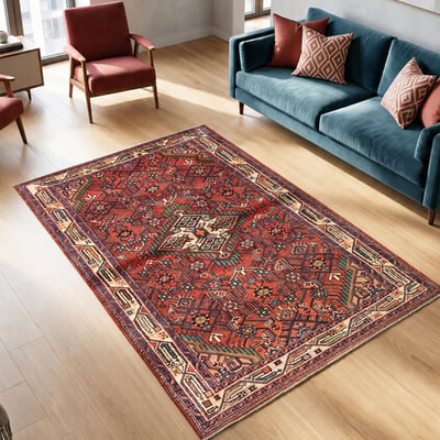 Tapis d'orient au motif oriental, noué à la main, HAMADAN 7 UN AMOUR DE TAPIS