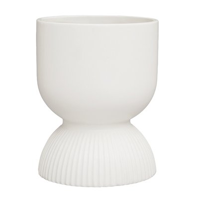 15cm Curved Stoneware Planter White SO'HOME