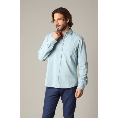Chemise homme en coton chambray classique à manches longues MATCHY DEELUXE