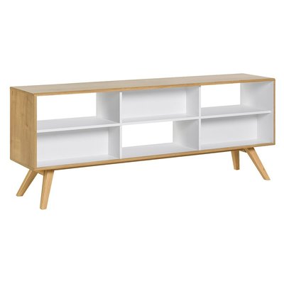 Buffet Ouvert Deux Faces Décor Chêne et Blanc L179,5cm - Nature CALICOSY
