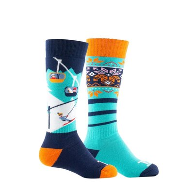 Lot de 2 paires de mi-bas ski Piste Bleue en acrylique THYO