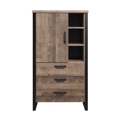 Buffet haut 1 porte, 3 tiroirs et 3 niches L87 cm - EMILE CALICOSY
