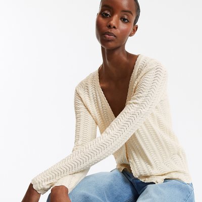 Fijn gebreid vest met v-hals en knoopsluiting LA REDOUTE COLLECTIONS