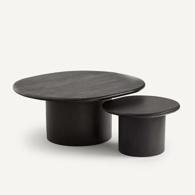 Mesa de centro de acacia maciza, altura 38,5 cm, Oreus AM.PM