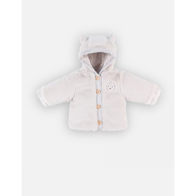 Veste à capuche en groloudoux greige 9 mois NOUKIE'S