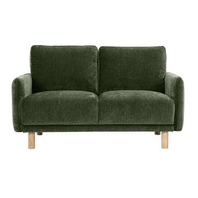 Canapé design 2 places en tissu vert de gris et bois clair BONO MILIBOO