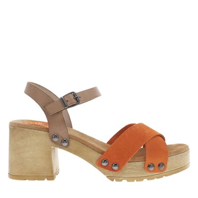 Sandales cuir nubuck talon bloc PORRONET