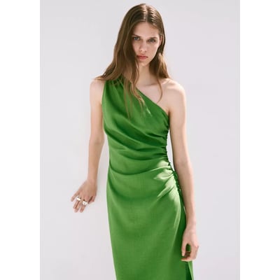 Robe asymétrique froncée MANGO