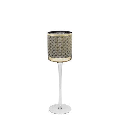 Porte-bougie décoratif à pied en verre H30 SIA DECO