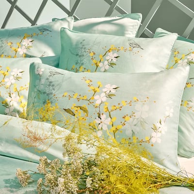 Taie d'oreiller satin de coton MIMOSAS D'ETE GARNIER THIEBAUT