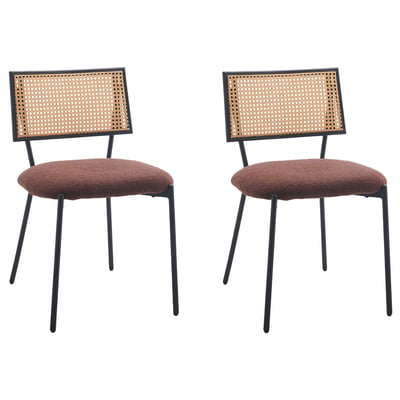 Lot de 2 chaises cannage tissu bouclette, LUCIANO LISA DESIGN