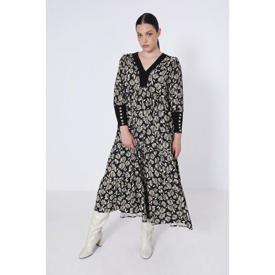 Robe longue en imprimée avec cote 2/2 unie JEAN-MARC PHILIPPE