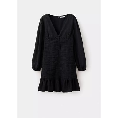 Robe courte texture à col en V MANGO TEEN