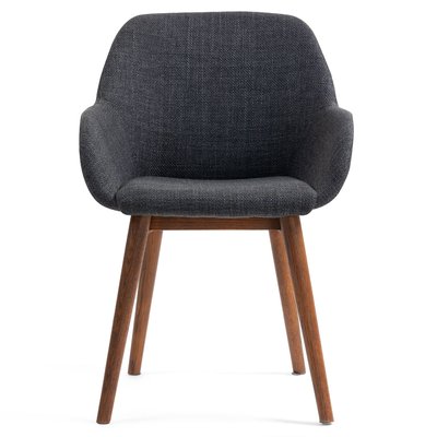 Chaise repas accoudoirs tissu  pied chêne foncé MALVA ZAGO