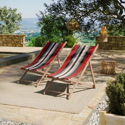 Lot de 2 chiliennes 100% acrylique - bois - CORFOU AVRIL PARIS
