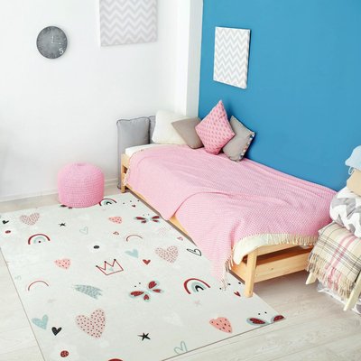 Tapis enfant tissé HEUREUX UN AMOUR DE TAPIS