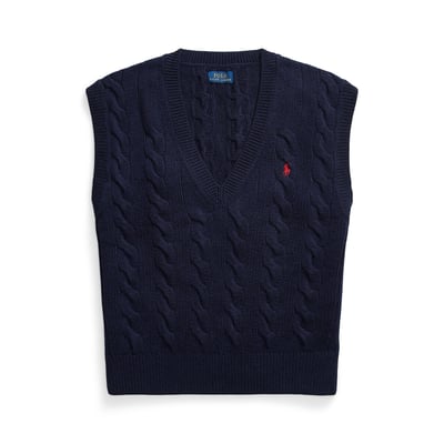 Maglione senza maniche scollo a v logo al petto POLO RALPH LAUREN