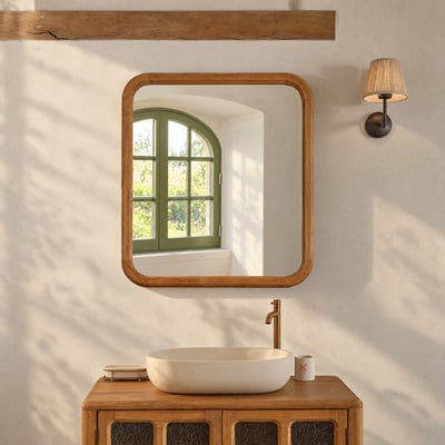 Miroir en teck massif rectangulaire L70 x H80  VELDE BERAH GETAH