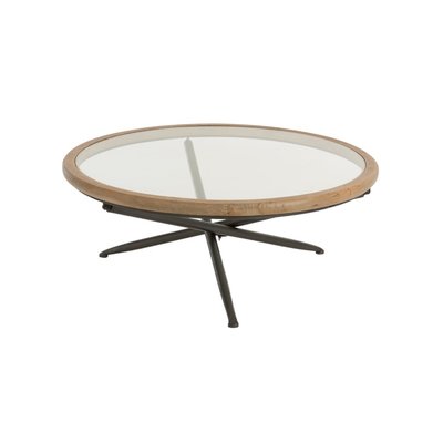 Table basse ronde plateau verre et bois D100 - LYRE HELLIN, DEPUIS 1862