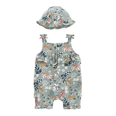 Combishort bébé et chapeau en gaze de coton PALAOS PETIT BEGUIN