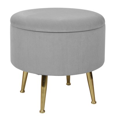 Tabouret pouf rond tissu gris pieds dorés TIM (lot  de 2) PIER IMPORT