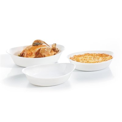 Lot de 3 plats de cuisson ovales Smart Cuisine Carine - Luminarc - Résistant au four à 250°C - Empilables - 3 formats LUMINARC