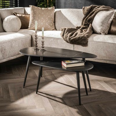 Table gigogne en céramique noire forme triangulaire (lot de 2) GALWAY PIER IMPORT
