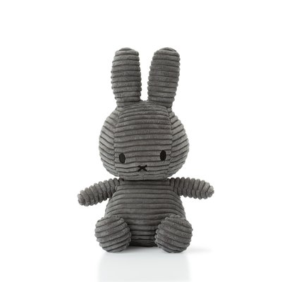 Peluche lapin Miffy velours côtelé éco 23 cm Gris BON TON TOYS