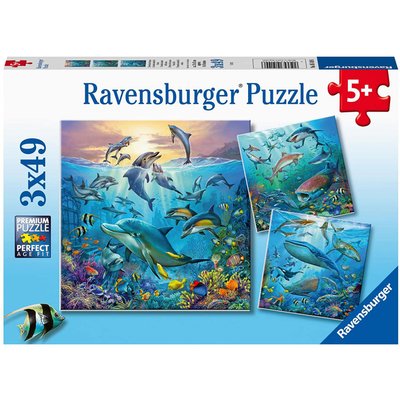Puzzles 3x49 pièces - Le monde animal de l'océan RAVENSBURGER