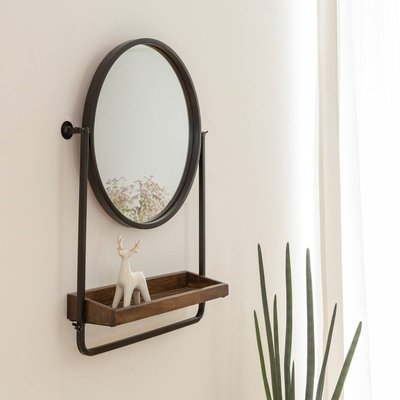 Miroir rond avec étagère en bois et métal  GARY MADE IN MEUBLES 