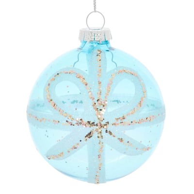 Boule de Noël motif nœud en verre transparente D. 80 mm FEERIC LIGHTS & CHRISTMAS