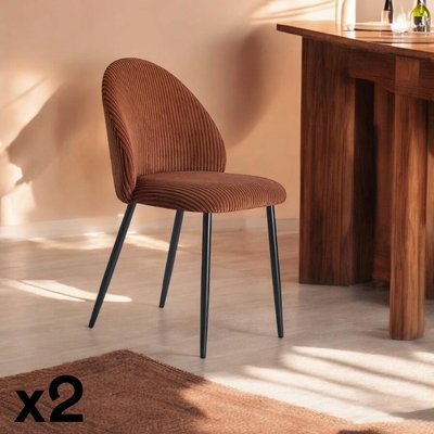 Chaise en tissu côtelé rouille (lot de 2) IENA PIER IMPORT