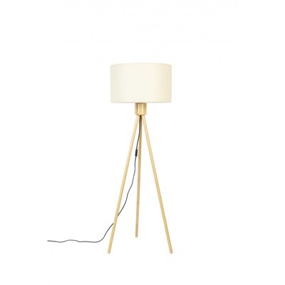 Lampadaire trépied abat-jour lin Fan Bamboo ZUIVER