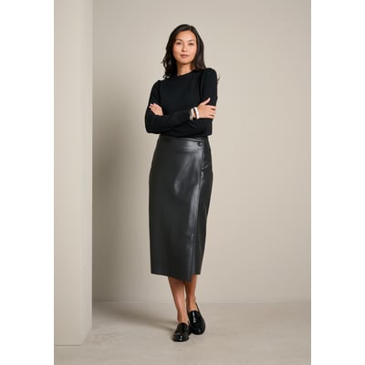 Jupe midi portefeuille effet cuir LOLALIZA