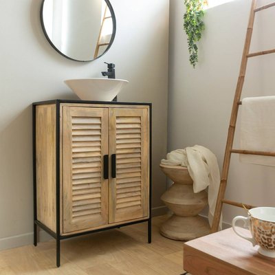Meuble sous vasque en bois de manguier et métal  CORALIE MADE IN MEUBLES 