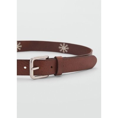 Ceinture en cuir avec détails brodés MANGO