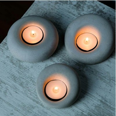 Bougeoirs design en béton gris – lot de 3 PIER IMPORT
