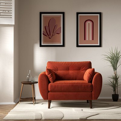 Ada Scandi Buttoned Velvet Snuggle Chair with Dark Wood Legs SO'HOME