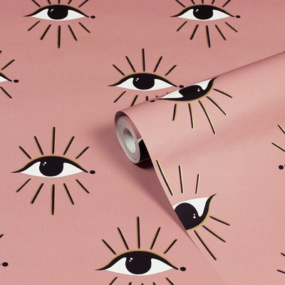 10m Theia Abstract Eye Printed Wallpaper FURN.