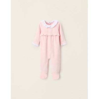 Grenouillère en Velours avec Volants et Broderie Anglaise ZIPPY