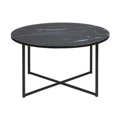 Table basse ronde effet marbre en bois et métal TOILINUX