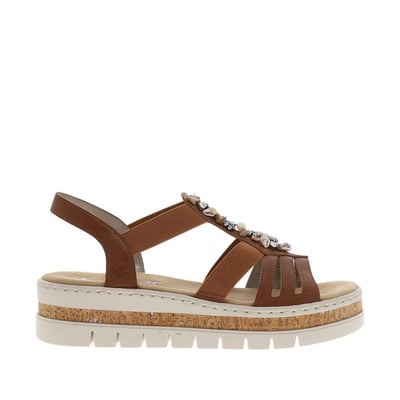 Nu-pieds/sandales femme marron RIEKER