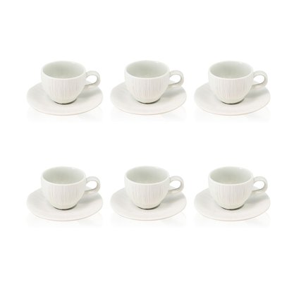 Lot de 6 tasses et soucoupes en porcelaine 9cl, URUS BLEU OGO LIVING