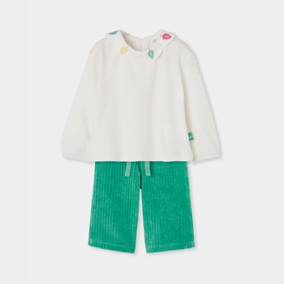 Ensemble bébé fille en maille brodé feuilles BOBOLI